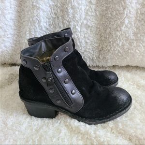 Fly London Black Duke Stud Suede Slouch Boots